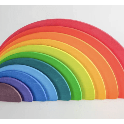 **Pre-order (Ships in 1-2 Weeks)**11 Pcs Large Wooden Rainbow Stacking Semi-Circles – Primary Colors