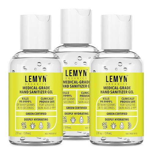 Medical Grade Hand Sanitizer Gel - 97% ORGANIC - 2 FL.OZ. PACK OF 3