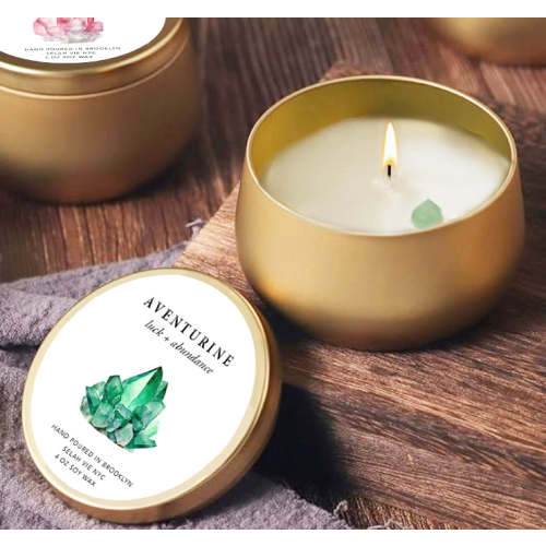 Aventurine Crystal Candle