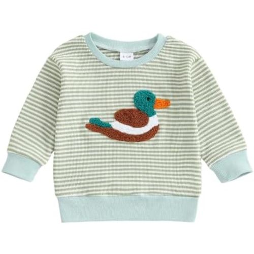Toddler Baby Boy Girl Sweatshirt Sweater Long Sleeve Crewneck Waffle Knit Outfit Pullover Tops Fall Winter Clothes