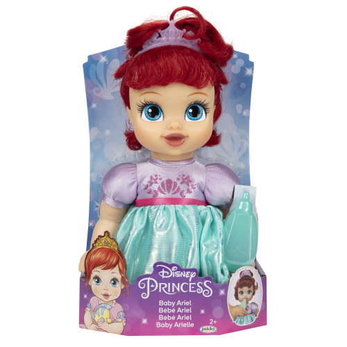 Disney Princess Deluxe Baby Ariel Doll with Mermaid Dress, Tiara and Bottle, for Ages 2+