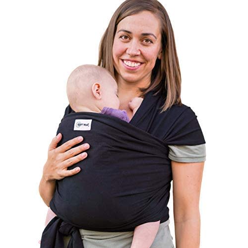Sleepy Wrap Baby Carrier Newborn to Toddler - Hands-Free Baby Carrier Wrap - Stretchy Baby Wrap - Ergonomic Baby Wraps Carrier - Lightweight Baby Carrier Sling - Baby Body Carrier 7-35 lbs (Black) - Sable Black