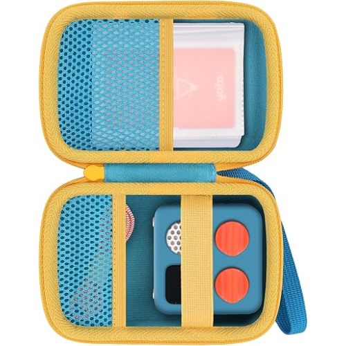 Storage Case Compatible with Yoto Mini (2024 Edition) Kids Screen-Free Bluetooth Audio Player,Transparent Card Bag can hold up to 36 cards(Sky Blue Case,Yellow Zipper)