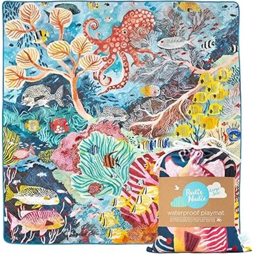Waterproof Playmat for Babies, Toddler, Kids, Boys & Girls - Lightweight, Portable & Foldable Baby Play Mat - Waterproof Activity Playmats (Octopus's Garden)