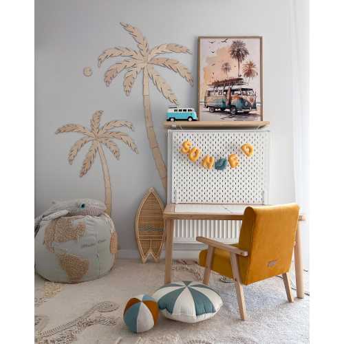 Set of TWO Palms Trees for Kids' Rooms, Wooden Wall Decor, exotic room wall art, surfer decoration, nursery room idea, safari style, mermaid