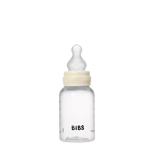 Ivory | Slow Flow BIBS Glass Baby Bottle 4oz Silicone 2-Pack