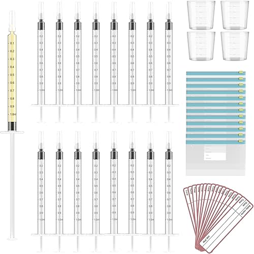 120 Sets 1ml Colostrum Collector Kit Include No Needle Colostrum Syringes with Caps 1mlx120, Stickerx120, 20ml Measuring Cupx4, Ziplock Storage Bagx12 for Breastmilk Collector