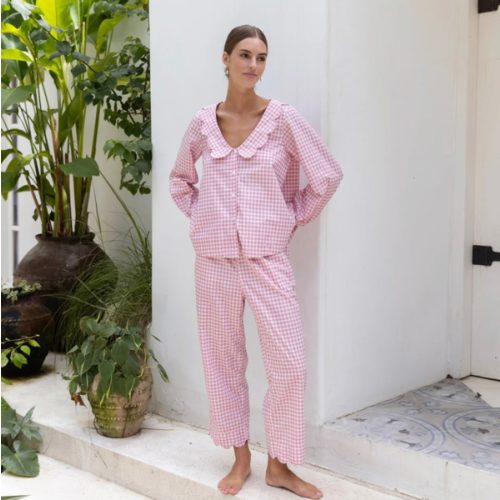 Penelope Sleep Set - Long - Gingham - Berry – Piyama USD