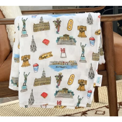Gift Set: Baby Muslin Swaddle Blanket & Burp Cloth/Bib Combo