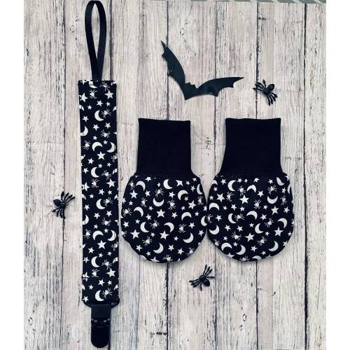 Spooky Moon Nightshade Creatures Newborn Mitts Pacifier Clip