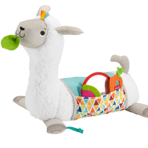 Fisher-Price Baby Toy Grow-with-Me Tummy Time Llama Wedge Support with Mirror, Teether & Rattle for Developmental Play Newborns Ages 0+ Months