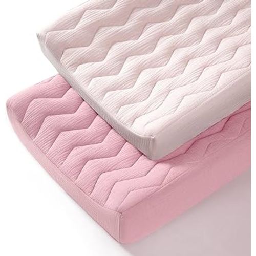 lulumoon Muslin Changing Pad Cover: Baby Cotton Quilted Changing Table Cover - Soft Changing Pad Sheets for Boys Girls