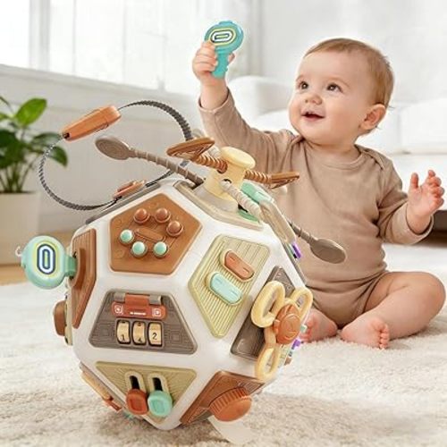 Womiluna 22-in-1 Toddler Busy Board Activity Cube Toys Montessori Toy for 1 2 Years Old Boys Girls Kids Early Education Toys for Baby Travel Sensory Toy 1st Birthday Gifts