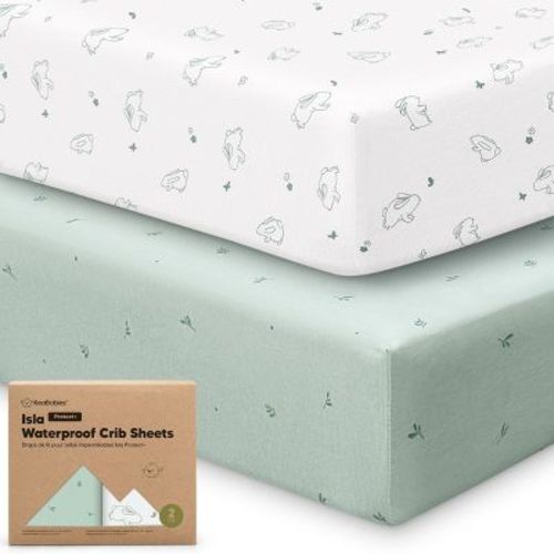 KeaBabies 2pk Isla Waterproof Crib Sheets for Boys, Girls, 52x28 Baby Fitted Crib Sheet, Waterproof Crib Mattress Protector Sheets