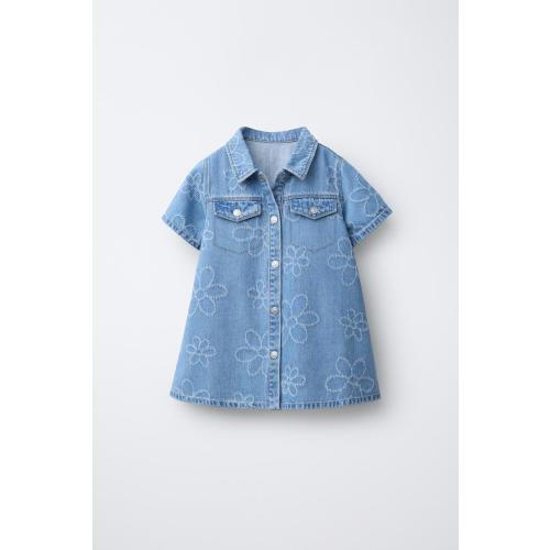 FLORAL DENIM DRESS - Blue | ZARA United States