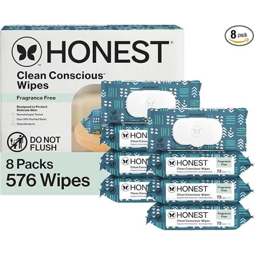The Honest Company Hypoallergenic Multi-Use Baby Wipes for Sensitive Skin, Balance Blues, 576 Count