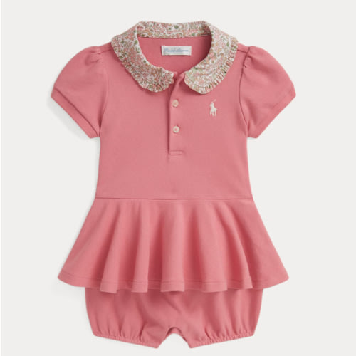 Floral-Collar Mesh Bubble Shortall