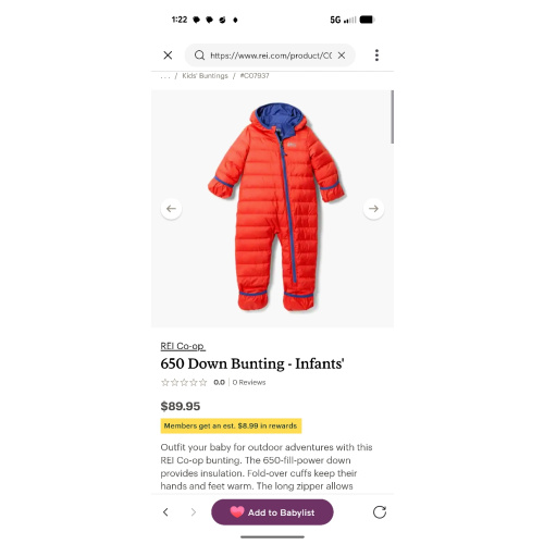 REI Co-op 650 Down Bunting - Infants' | REI Co-op