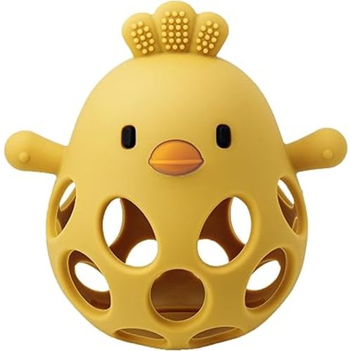 Baby Teething Toy, Easy-to-Grasp Sensory Teether for Infants 3–12 Months, 100% Food-Grade Silicone, Teething Relief & Developmental, BPA Free (Ginger)