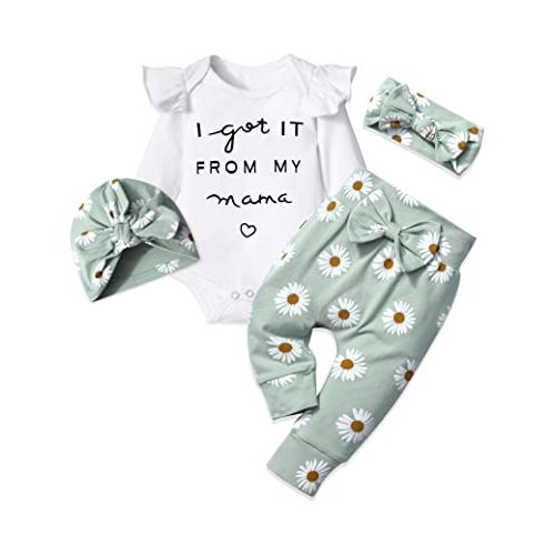 TyeSmo Infant Newborn Baby Girl Clothes Baby Girl Outfits For All Seasons Long Sleeve Snap Romper Pant Sets With Headband