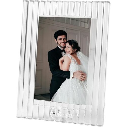kitCom Crystal 5x7 Frame, Luxury Diamond Crystal Craft, Standing Photo Frame (Frame Size 7.48" x 9.84")