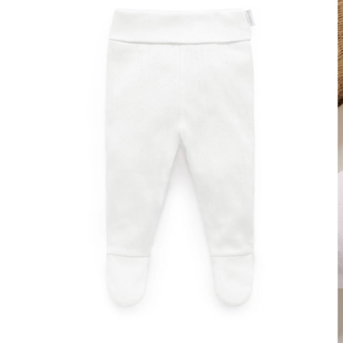 White Pointelle Footed Leggings - Baby Leggings - Purebaby - Purebaby