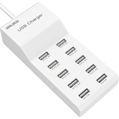 USB Charging Stations 50w10A 10 Ports Multiple Charging Block/Power USB Strip for iPhone Android Smartphone Tablet Smart Watch AirPods Samsung and Multiple Charger Plug…