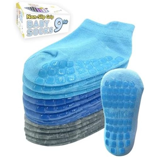 Simply Kids Baby Non-Slip Ankle Socks – Superior Grip, Soft Cotton, for Active Toddler Girls & Boys (Ages 0-7)