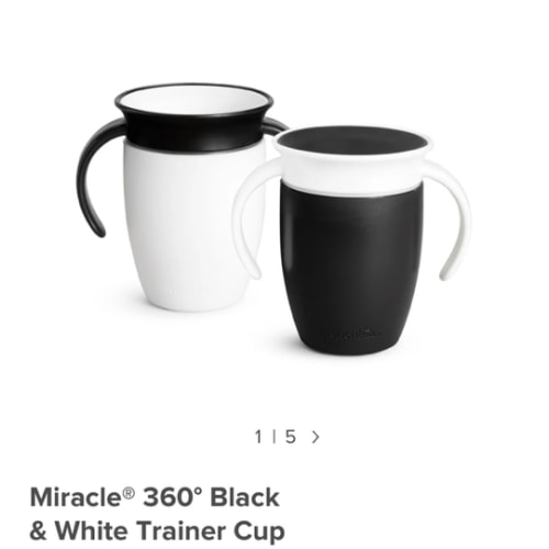 Miracle® 360° Trainer Cup, Limited Edition Black & White, 7oz, 2pk | Munchkin