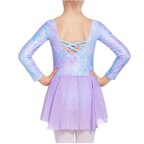 Zaclotre Ballet Leotards for Girls Toddler Classic Long Sleeve Criss-Cross Back Dance Dress Ballerina Outfits