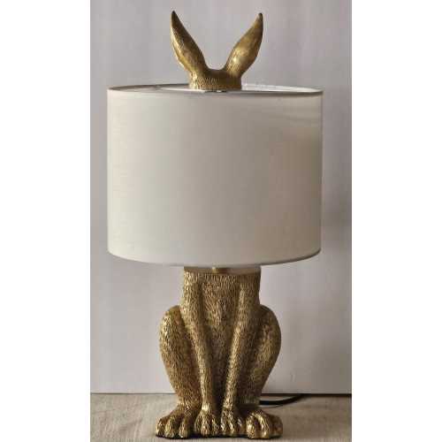 Gold Bunny Table Lamp 19.5” Rabbit Lamp with Shade – Statement Lighting – Hollywood Regency Glam Decor – Designer Style Accent Lamp