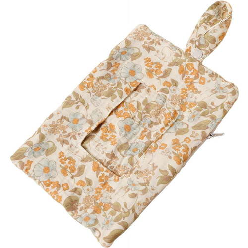 Portable Mommy Bag for Stroller,Refillable Floral Baby Wipe Holder Quilted Wipe Organizer Pouch w/Lanyard for Travel