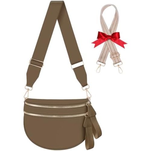 Bum Bags for Women Checkered Crossbody Bag Large Nylon Belt Purse Fanny Packs, Bonus with a Extra Strap