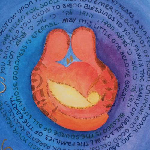 Hebrew Baby Blessing Art Print: Bris, Naming Gift