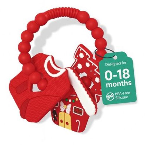 Silicone Christmas Teether Ring Toy for Baby, BPA Free Soothing Teething Relief Toy for Infant & Toddlers 0-18 Months, Perfect Christmas Gift for Baby