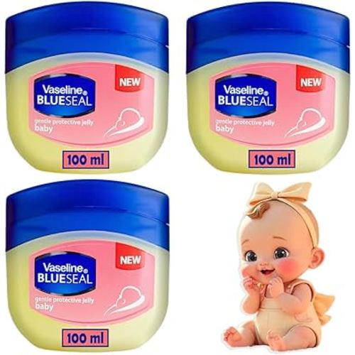 Vaseline Baby 3 Pack, 100 ml Each – Gentle Protective Formula – Hypoallergenic & Dermatologist Tested.