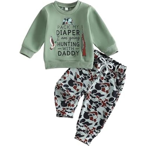 fhutpw Baby Boy Clothes Crewneck Graphic Sweatshirt & Jogger Pants Outfits