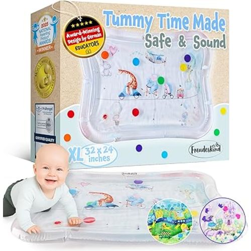 Premium Water Play Mat XXL – Award-Winning Inflatable Tummy Time Water Mat – Sensory & Motor Development Designed by Professional Educators – Certified 100% Baby-Safe Materials