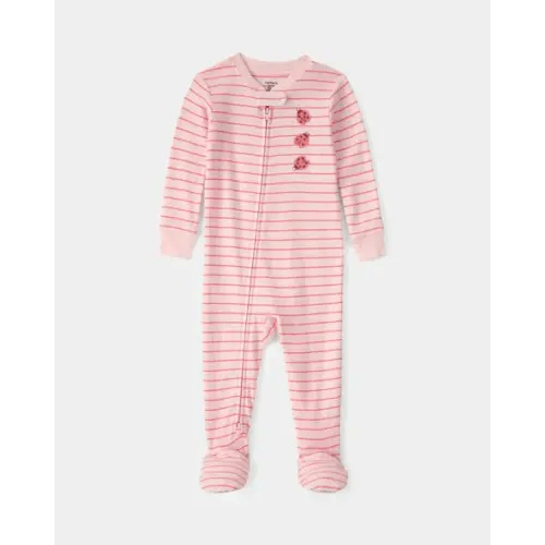 Baby Girl Ladybug Striped 100% Cotton Snug Fit 1-Piece Pajama - Pink | Carter's