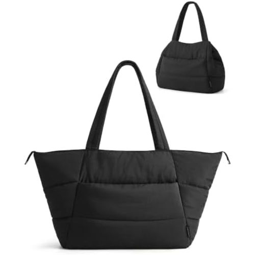 BAGSMART 2-in-1 Tote Bag for Women, Puffy Trapezoid Work Travel Handbag