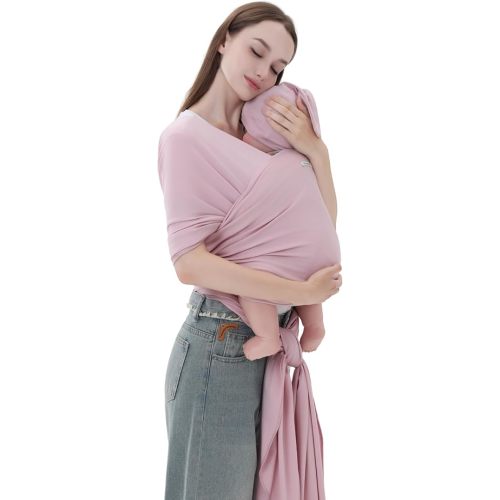 Baby Wrap Carrier for Newborns to Toddlers (8-35 lb), Modal Soft-Stretch Sling, Breathable All-Season, Quick Tie with Center Marker, Machine Washable Pink