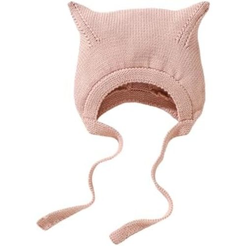 Opewod Baby Beanie with Earflaps Cotton Knitted Crochet Hats with Cat Ear Soft Warm Cap for Infant Toddler Boys Girls