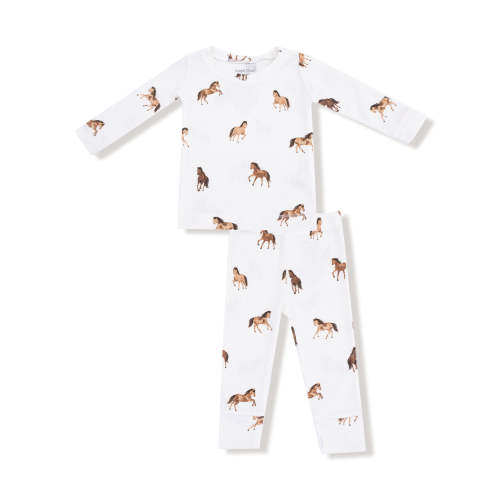 Long Sleeve Loungewear Set, Mini Horses