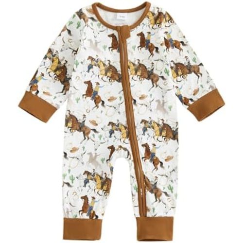 Western Baby Boy Clothes Infant Mallard Duck Cowboy Romper Rodeo Country Hunting Zipper Jumpsuit Fall Outfit