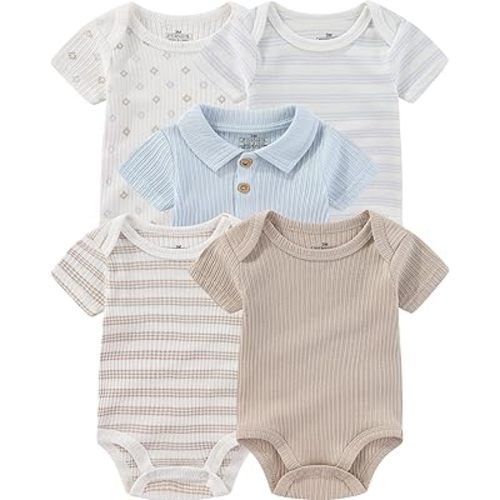 Baby Bodysuits Ribbed Mix Summer Newborn Boy Girl Clothes 5-pack