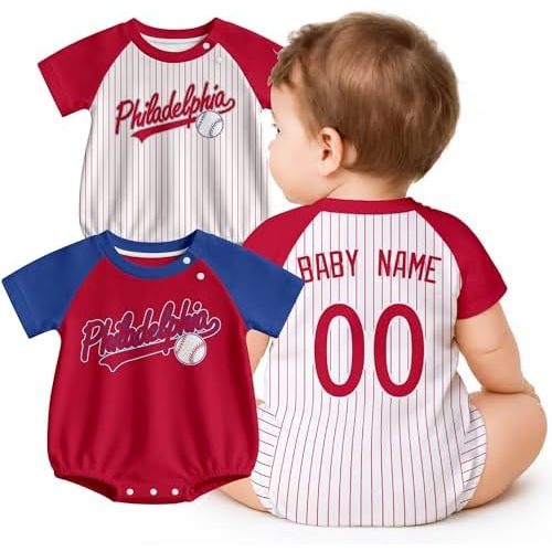 KREDE Baby Clothes Short Sleeves Bodysuit with Custom Name Number for Baby Boys Girls