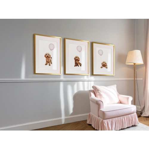 COCKAPOO Nursery Art. Set of 3 Cockapoo Prints. Puppy Nursery Decor Girl. Pink Nursery Wall Art with Puppy Dogs for a Girl's Bedroom