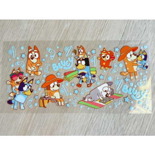 Cartoon Puppy Family UV DTF Wrap | 16oz & 20oz Cup Transfer | Kids Waterproof Cup Sticker