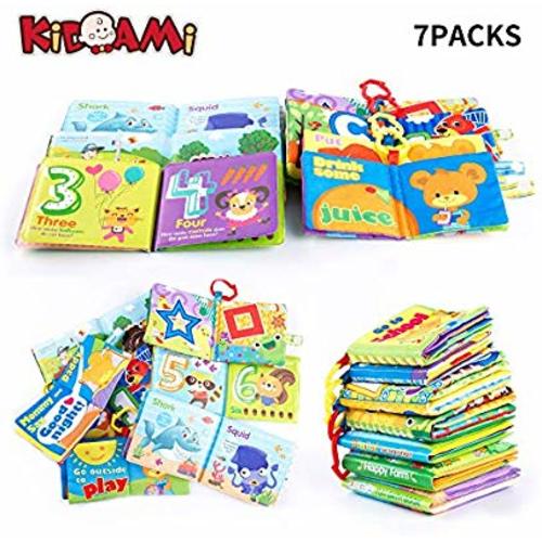 KIDAMI Baby Soft Books for 0-6 Months Including Cloth Book and Bath Book for Babies&Toddlers&Infants Baby's First Books Colorful Early Educational Toy Perfect Shower Gift for Boy & Girl (7 Pack)