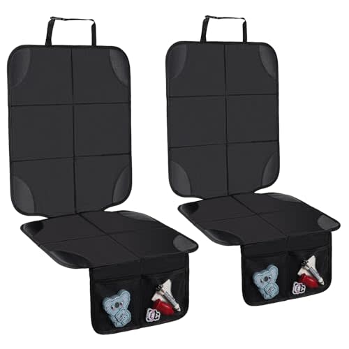 Husfunov Car Seat Protector,2Pack Car Seat Cushion,with Thickest Padding and Non-Slip Backing,Waterproof 600D Fabric Car Seat Covers with Storage Pockets for Baby for Baby、Pet and All Types of Cars